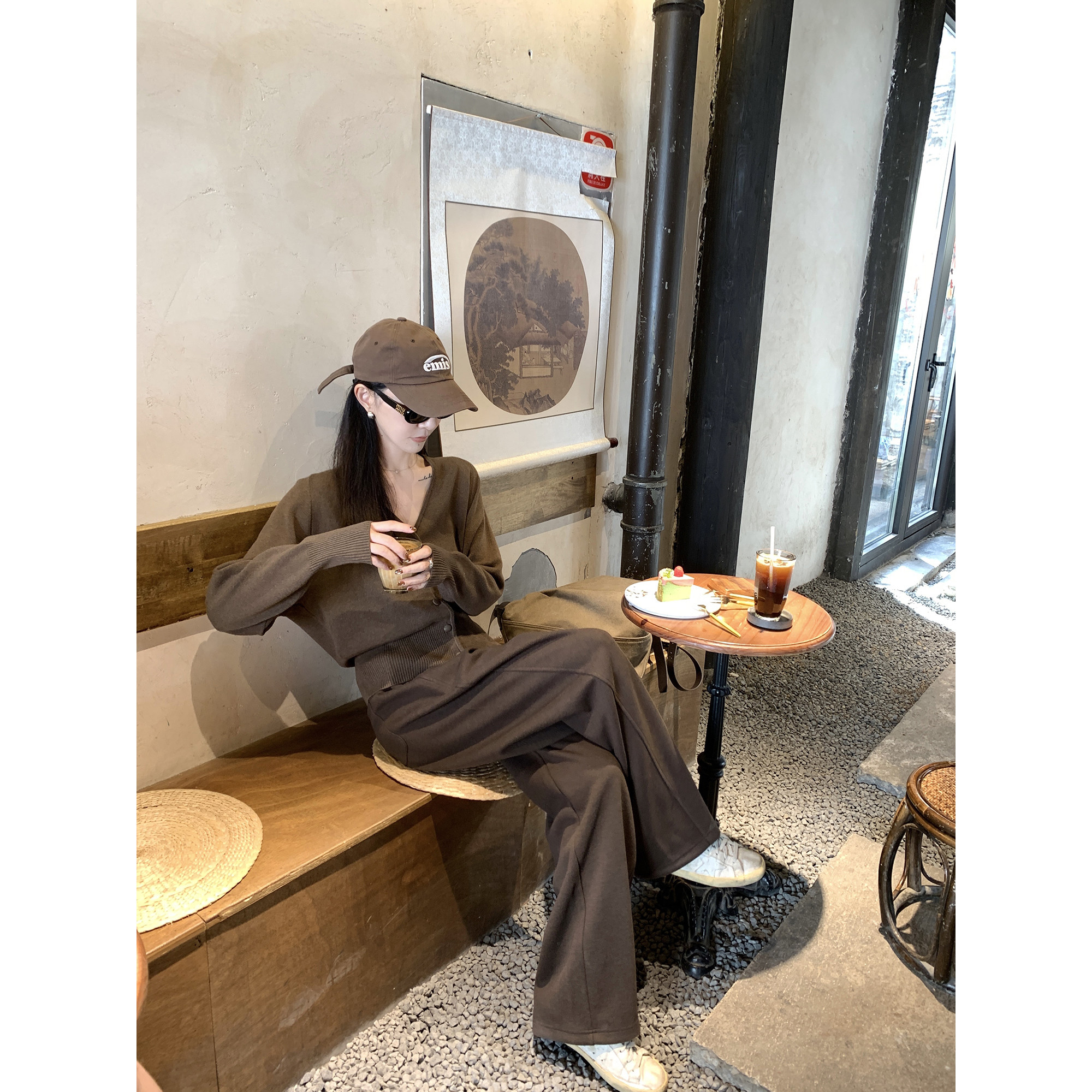 大小姐77  秋冬懒人裤 山羊绒醋酸混纺加厚阔腿裤弯刀裤休闲裤,淘宝优惠券,粉丝福利购,淘宝优惠卷