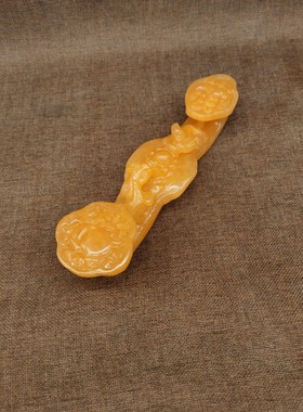 天然黄玉如意摆件白玉石雕刻招财风水客厅家居摆设长辈生日礼品