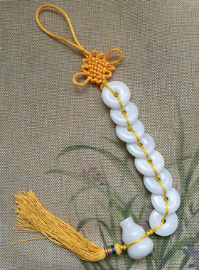 八白玉葫芦串平安扣卧室挂饰