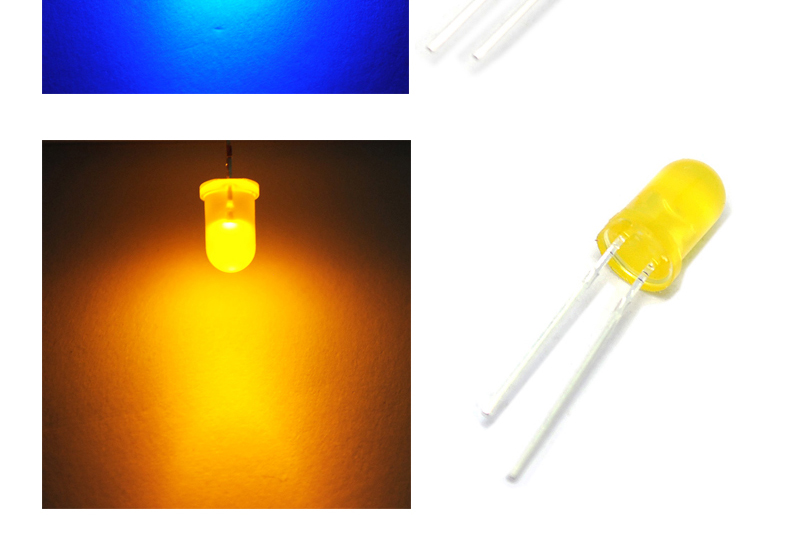 3mm 5mm LED灯泡发光二极管F3F5红绿黄蓝白色直插整包1000长/短脚-图1