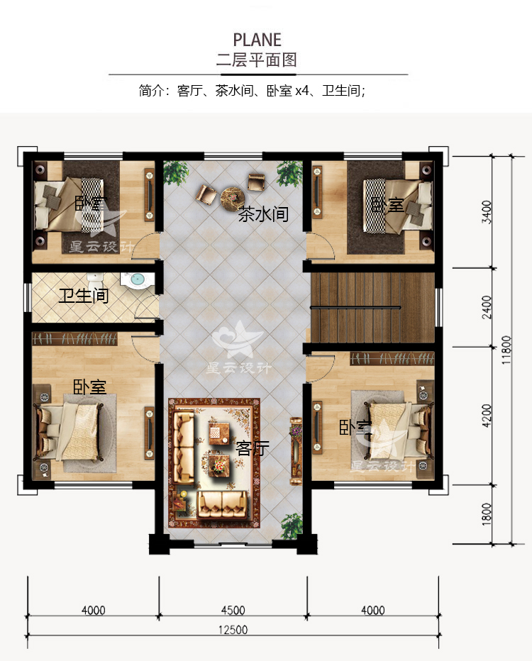 新农村自建房二层别墅设计施工图纸两层平顶新中式现代农村房全套