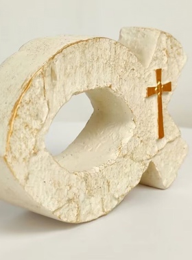 鱼形十字架摆件树脂仿石摆件