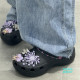 Crocs Crocs White Deer ດຽວກັນກັບຄລາສສິກ cloud ຫນາ soled summer ຫາດຊາຍ flame clogs 214113-001