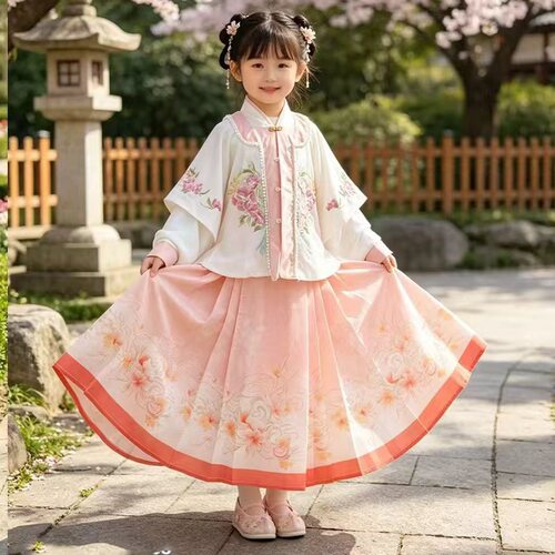 2026新款重工刺绣儿童汉服中国风原创女童汉服超仙薄款套装 - 图1