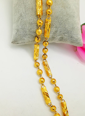 欧币风纯黄铜越南沙金佛珠项链