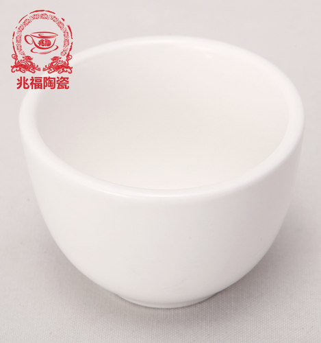 酒店饭店摆台茶盅纯白茶杯子碟 强化瓷陶瓷餐具 - 图1