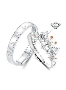 顽趣小猫咪情侣对戒轻奢甜美