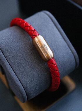 souldesign时尚过年红手链气质红皮绳手链马年本命年红手绳情侣