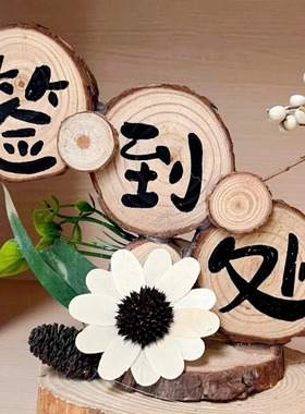 幼儿园年轮圆木片涂鸦美术装饰画