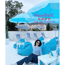 Shanghai Resort Hotel Courtyard Blue Beauty Chen Steve Blue Outdoor Sunscreen Sun Umbrella EPP Grain Sloth Sofa