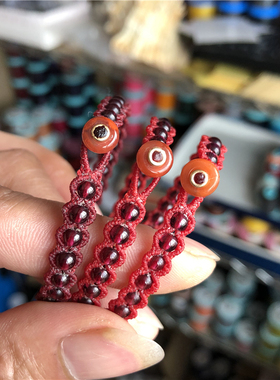 微芯蜡线手工红绳石榴石细手绳