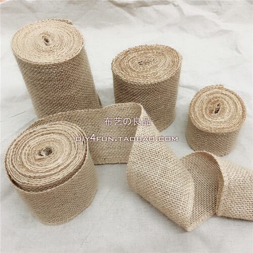 5cm10cm30cm宽粗麻布卷拷边黄麻织带手工DIY背景装饰婚庆桌旗 5米 - 图0