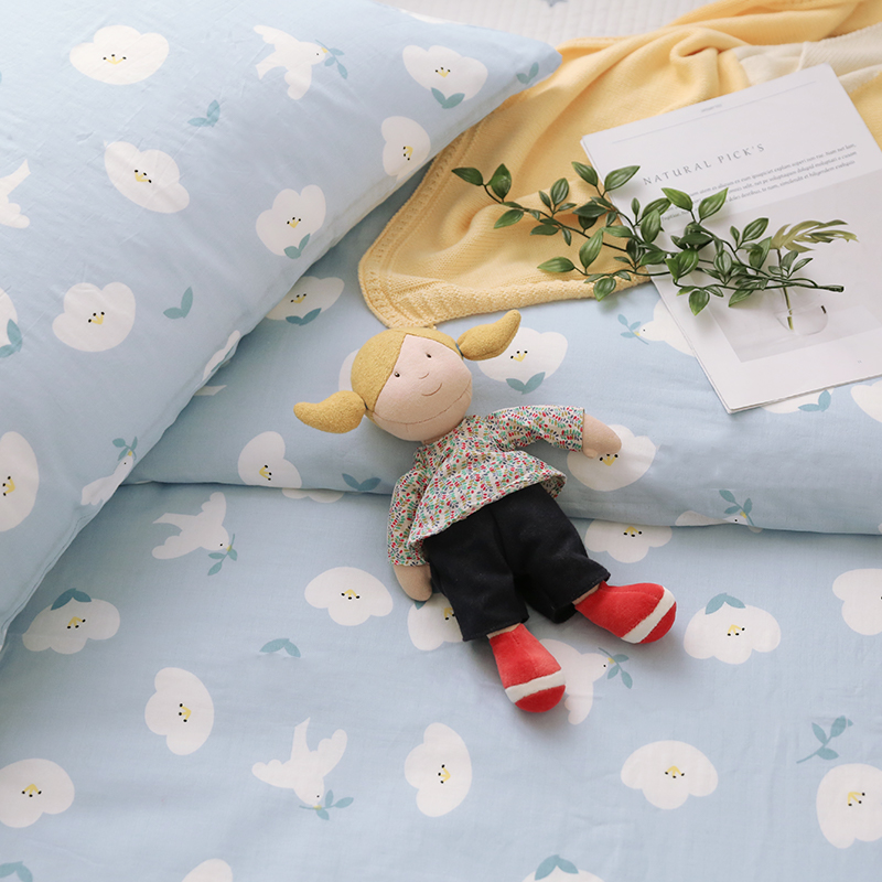 小米馍馍 | 湛蓝天空 | 双层纱单件纯棉被套被罩枕套床上用品床笠 - 图1