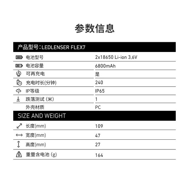 LEDLENSER莱德雷神FLEX 7户外移动电源可拆卸电池充电宝防摔18650