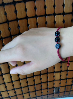 红竹石 影子石红绳手链本命年手绳男女手工编织