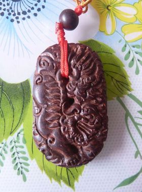 印度小叶紫檀狮子挂牌吊坠