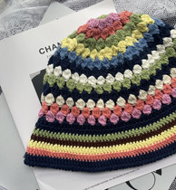 2022 Spring Summer and Autumn Han edition South Korean designer Brand New Rainbow Fisherman Knit Cap Woman