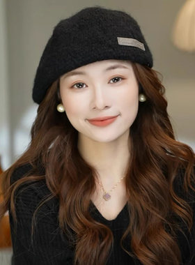 冰岛贝雷帽女2026新款韩版文艺正反戴前进帽秋冬保暖显脸小鸭舌帽