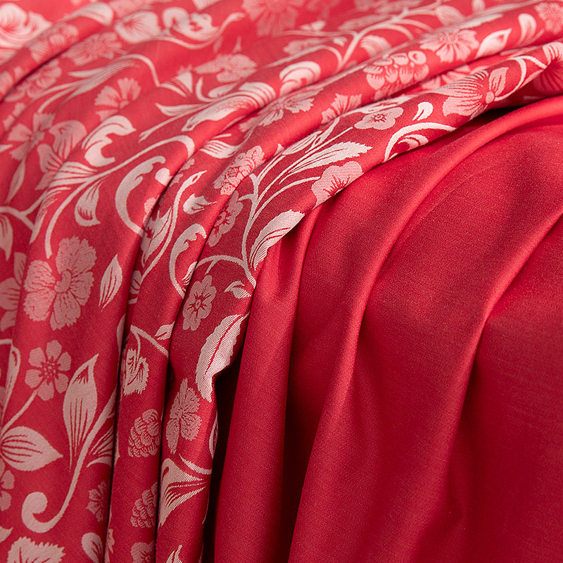 LInPURE/蓝铂全棉80支色织大提花大红婚庆四件套床品十里红妆,淘宝优惠券,粉丝福利购,淘宝优惠卷