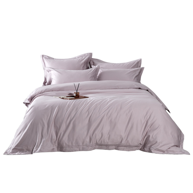 蓝铂120支四件套长绒棉轻奢刺绣纯色床品简约素色酒店风套件,淘宝优惠券,粉丝福利购,淘宝优惠卷