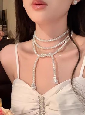 气质高颜值超仙珍珠多层叠戴项链
