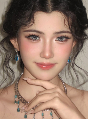 蓝色甜酷辣妹蝴蝶流苏项链