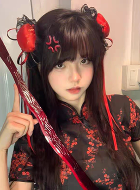 汉服旗袍头饰中华娘毛球流苏发包