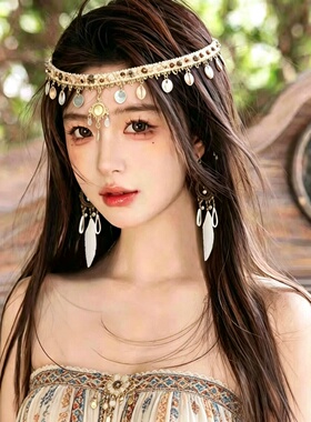 民族风贝壳串珠流苏眉心坠