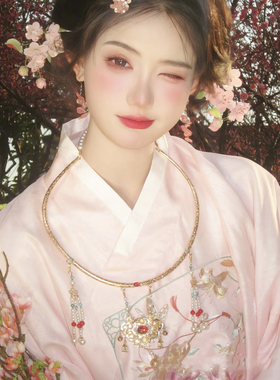 复古风平安锁璎珞富贵金色项圈