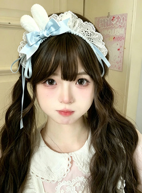韩系可爱小兔耳朵蝴蝶结发箍