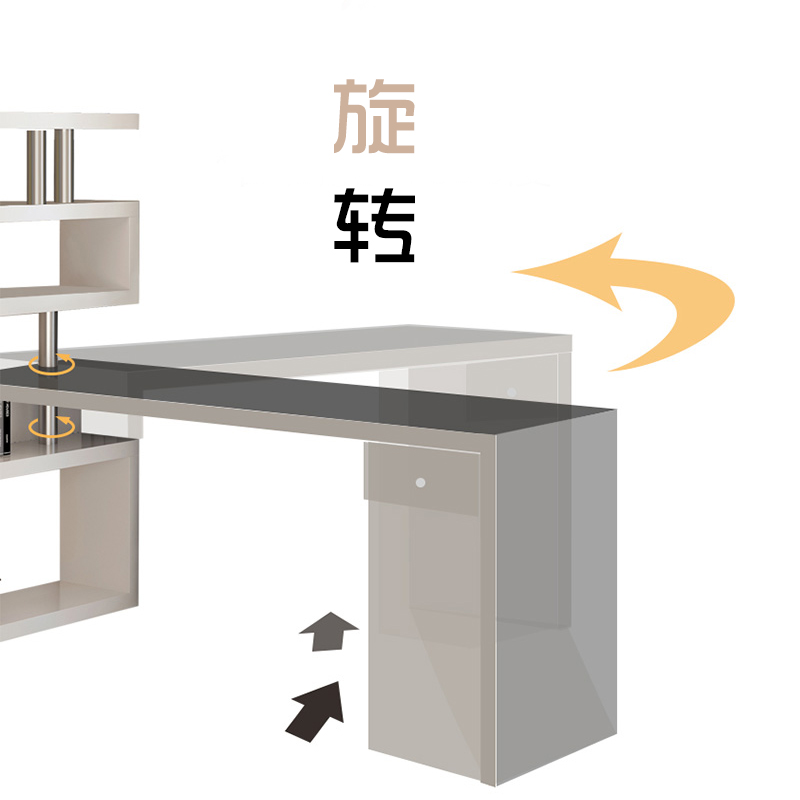 电脑台式桌转角书桌书架组合写字桌子简约卧室家用书柜一体带抽屉