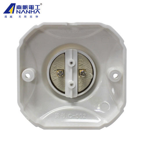 E27灯座 耐高温陶瓷灯头 灯座螺口陶瓷灯口 灯座平底座吸顶 10个 - 图1