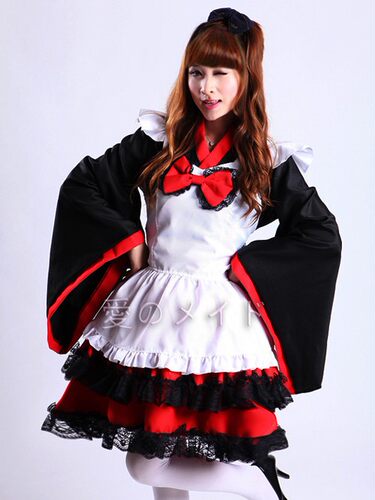 和服振袖女仆装 巫女装 COSPLAY女装 洛罗丽塔洋装 和风女仆装萌 - 图3