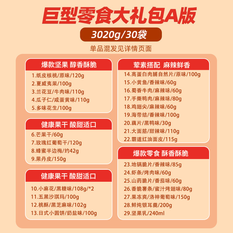 百亿补贴【三只松鼠_巨型零食大礼包/30包】送女友生日礼物小吃-图1