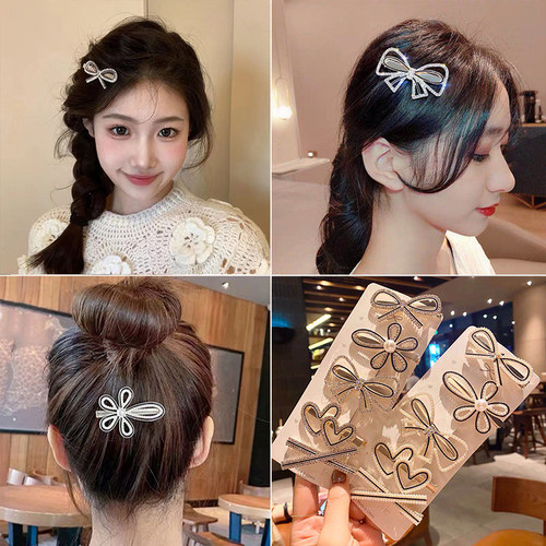 发夹女边夹侧边刘海小碎发卡新款高级儿童亮水钻夹子头饰卡子发饰 - 图3