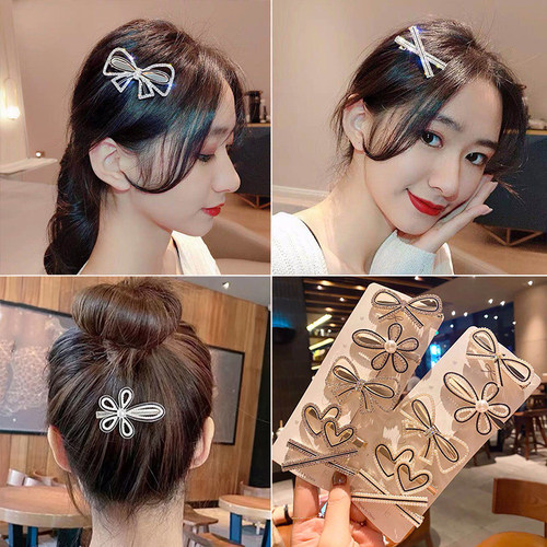 发夹女边夹侧边刘海小碎发卡新款高级儿童亮水钻夹子头饰卡子发饰 - 图1