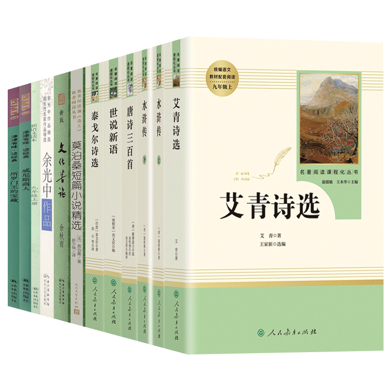 九年级上册阅读人民教育全套九册艾青诗选水浒传唐诗三百首世说新语泰戈尔诗选莫泊桑短篇小说精选文化苦旅余光中作品新语文读本书 - 图3