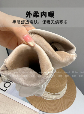 女士皮手套2026新款秋冬季加绒保暖防寒开车骑行出行时尚韩版手套