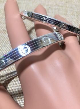 七彩拉丝伸缩纯银百搭亲子款手镯