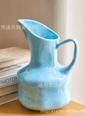 轻奢创意水壶陶瓷花瓶高级感ins水培插花瓶客厅家居摆件一件代发