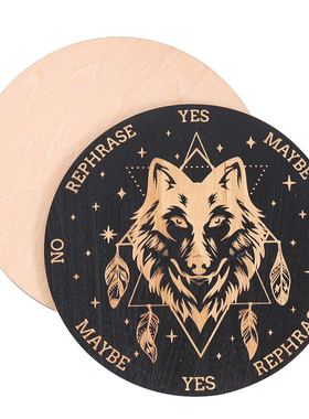 狼头图案木质装饰板创意摆件