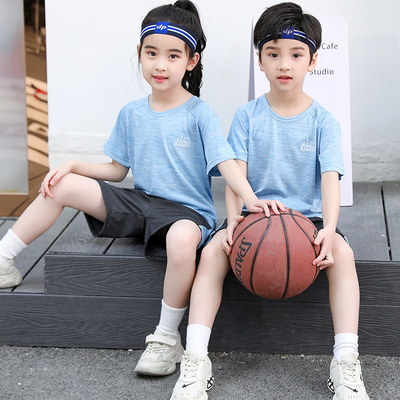 儿童装男童女童短袖套装夏季夏装帅气中大童运动速干篮球衣服网眼
