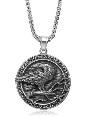 维京奥丁乌鸦吊坠项链北欧风