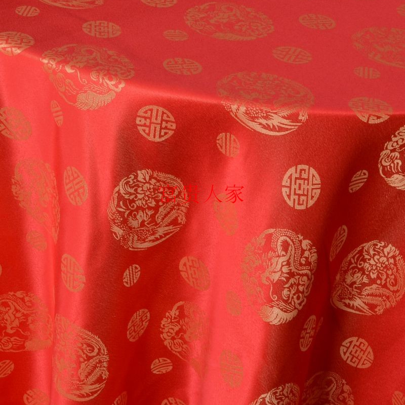 酒店饭店餐桌餐套椅桌布 婚庆圆形方形台布家用欧式红龙凤桌面布 - 图2