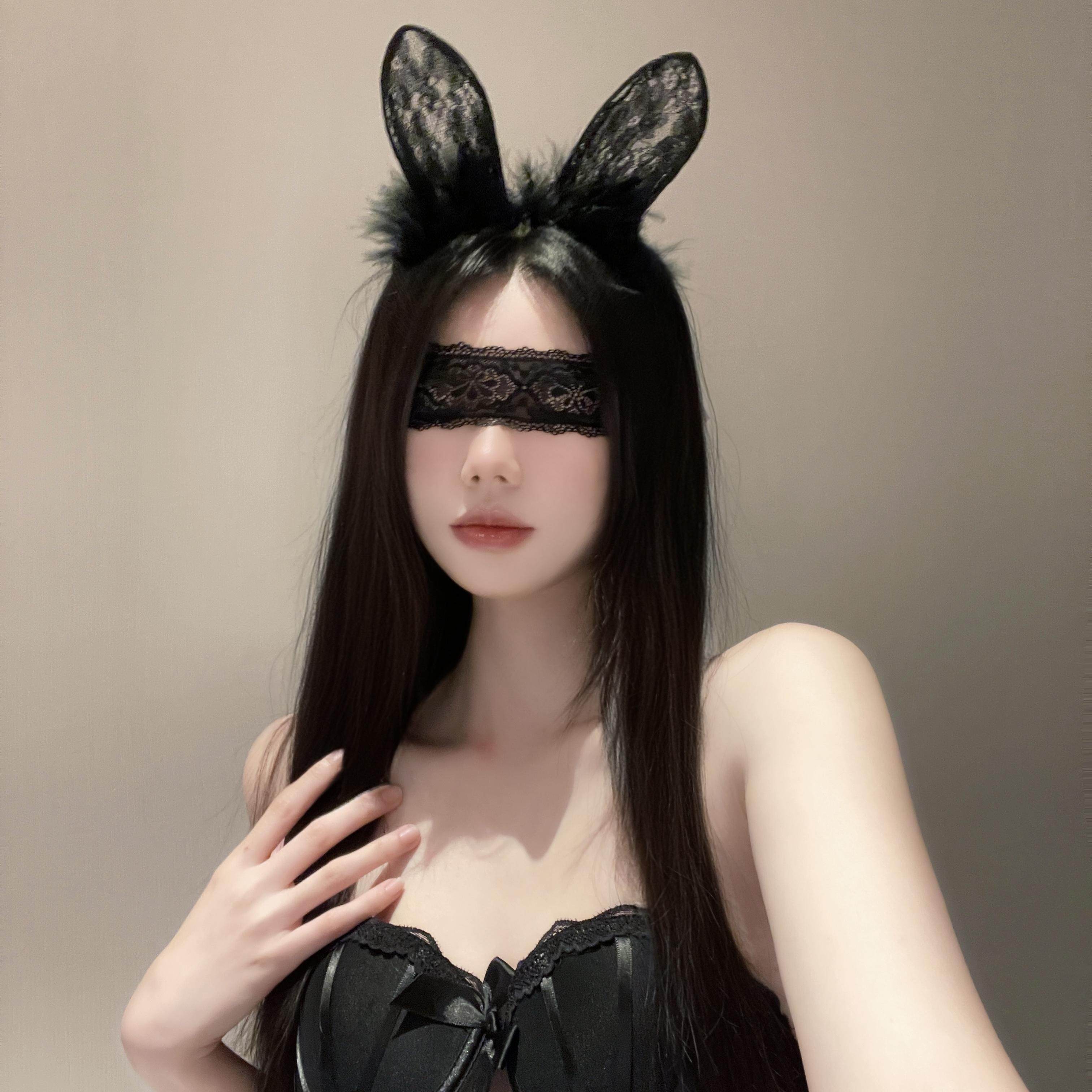猫耳朵发箍情调眼罩面纱禁欲系头饰性感蕾丝边兔耳朵COS网红发饰,淘宝优惠券,粉丝福利购,淘宝优惠卷