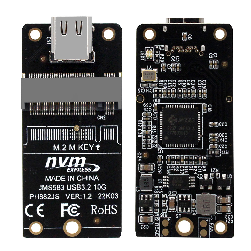 萌途M.2转Type-c固态NVMe硬盘盒转接板NVMe协议10Gbps JMS583主控