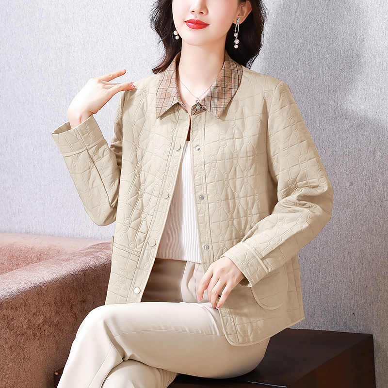 高端中年妈妈春秋衬衫外套女2025年新款时尚百搭休闲衬衣夹克上衣 - 图1