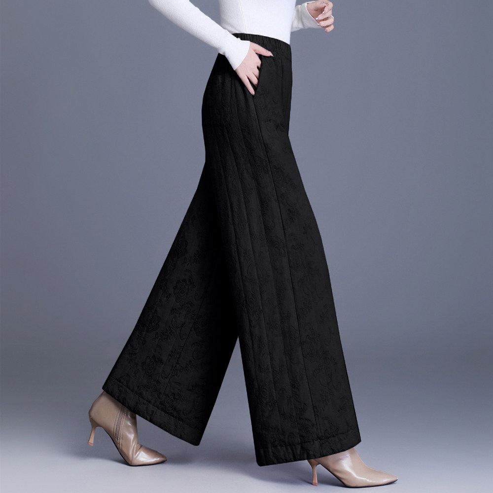 羽绒棉裤女冬季外穿2025新款加厚保暖提花夹棉休闲裤阔腿裤棉裤子,淘宝优惠券,粉丝福利购,淘宝优惠卷