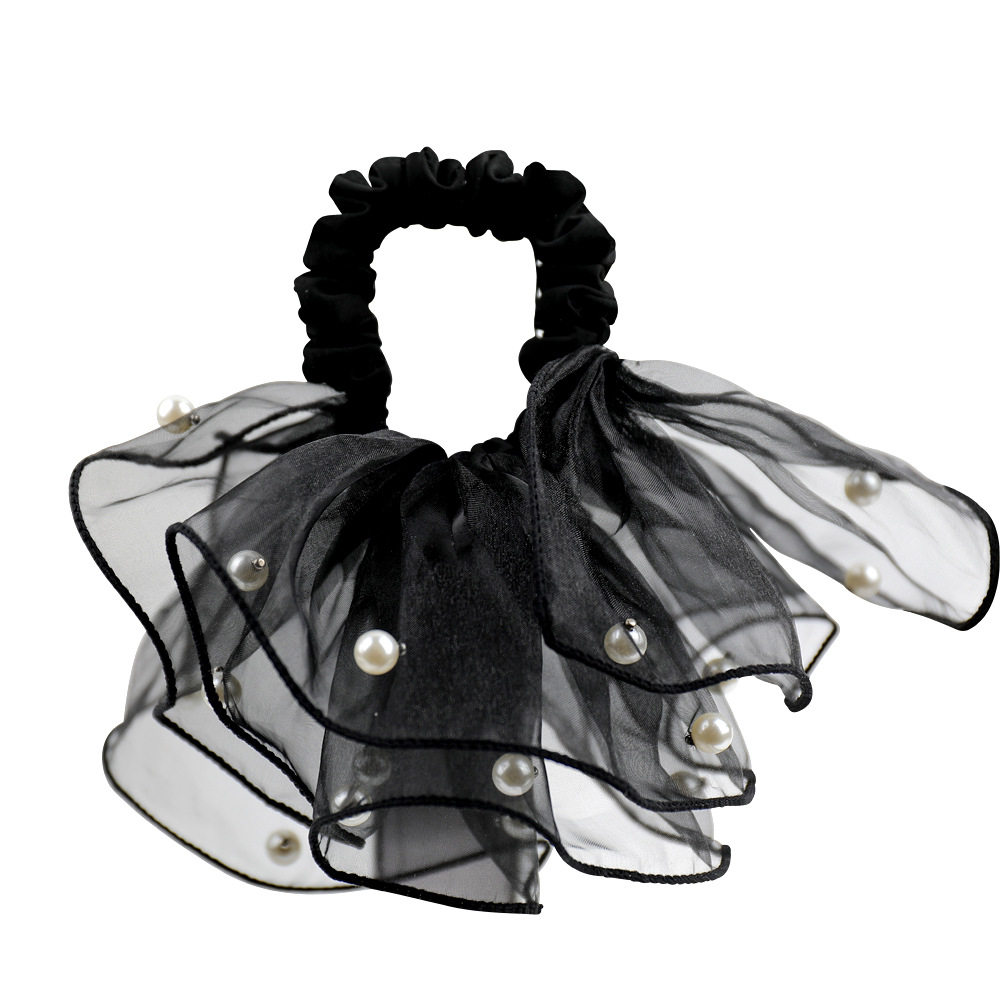 哎呀呀欧根纱钉珍珠发圈裙摆网纱蝴蝶结大肠圈高弹力扎马尾头绳,淘宝优惠券,粉丝福利购,淘宝优惠卷