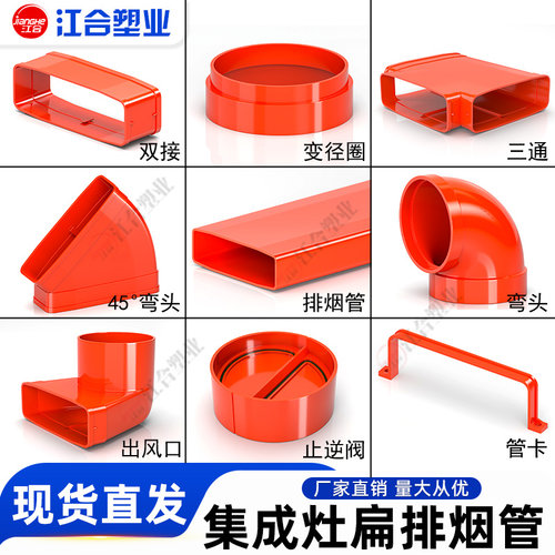 扁管集成灶排烟管道抽油烟机排气管塑料PVC可预埋方形扁烟管阻燃 - 图1